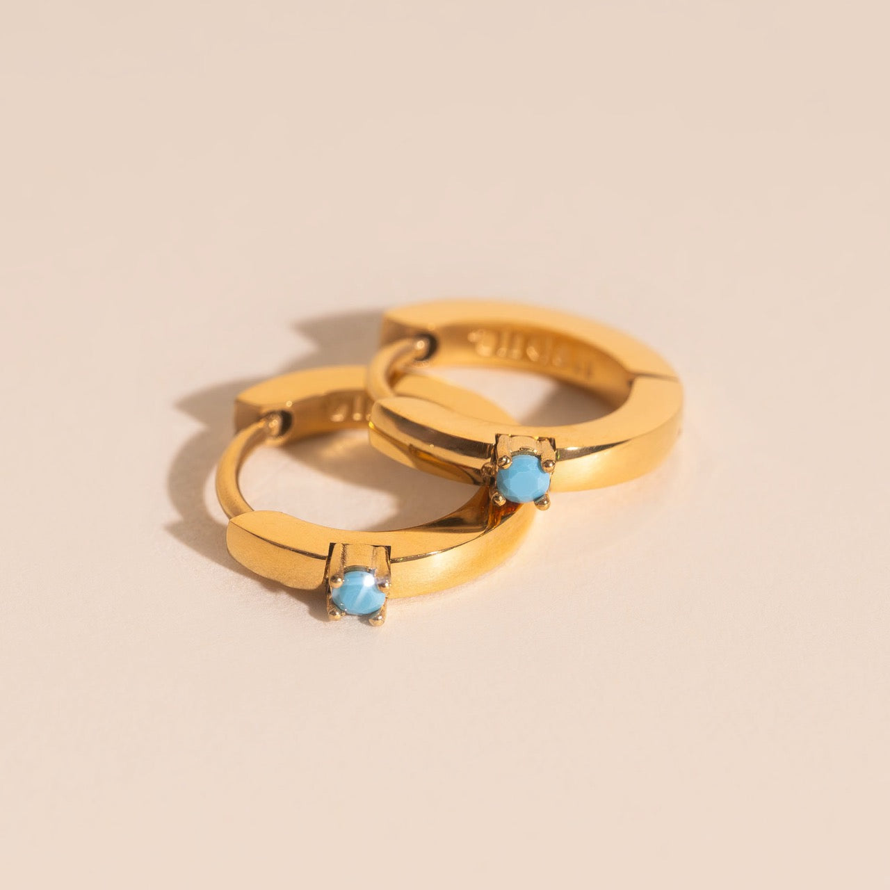 Single Stone Huggie Hoop Earrings