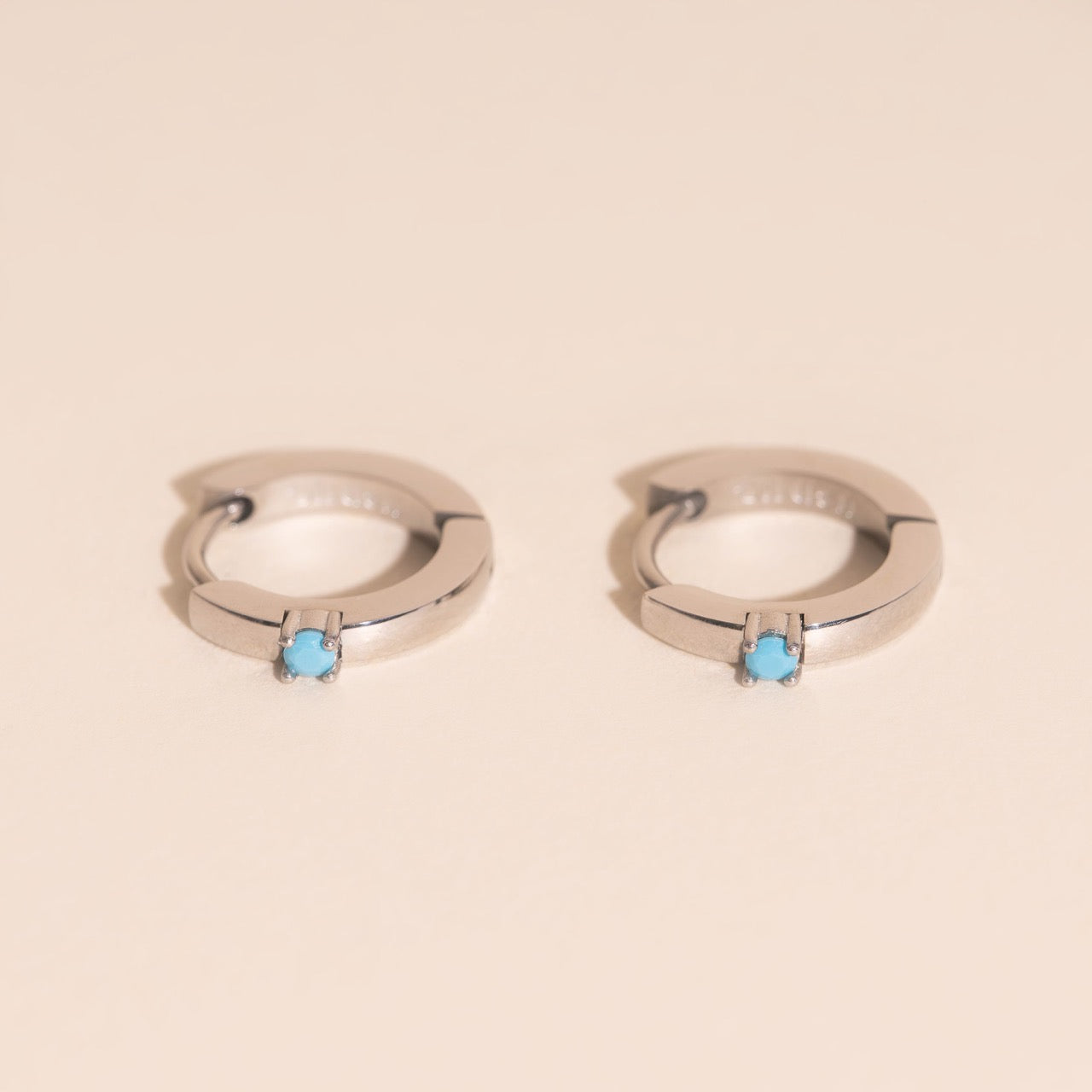 Single Stone Huggie Hoop Earrings