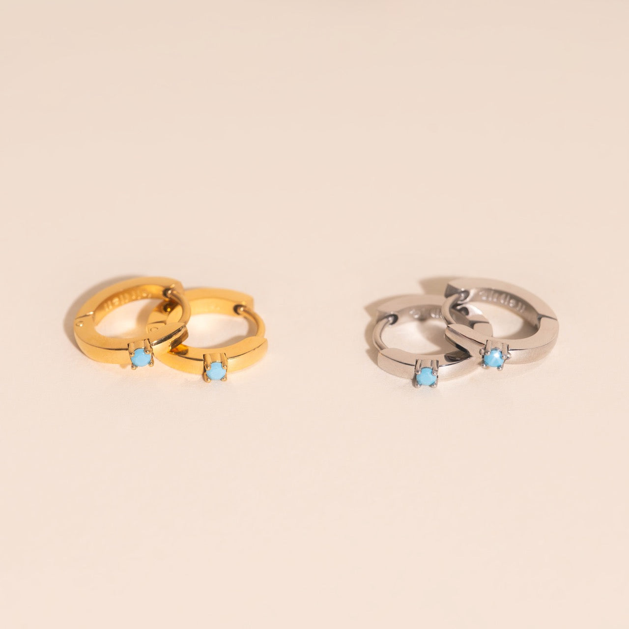 Single Stone Huggie Hoop Earrings