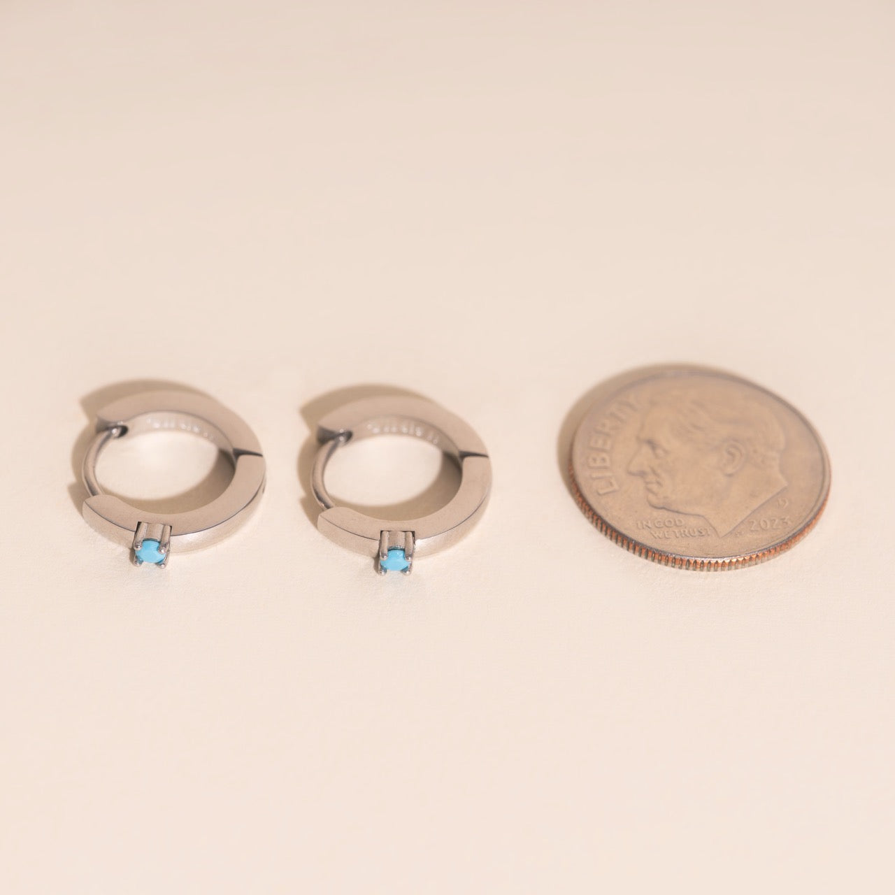 Single Stone Huggie Hoop Earrings