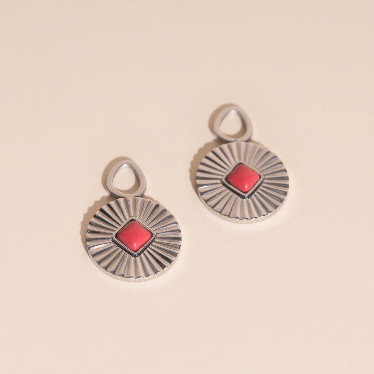 Pink Stone Huggie Hoop Charms