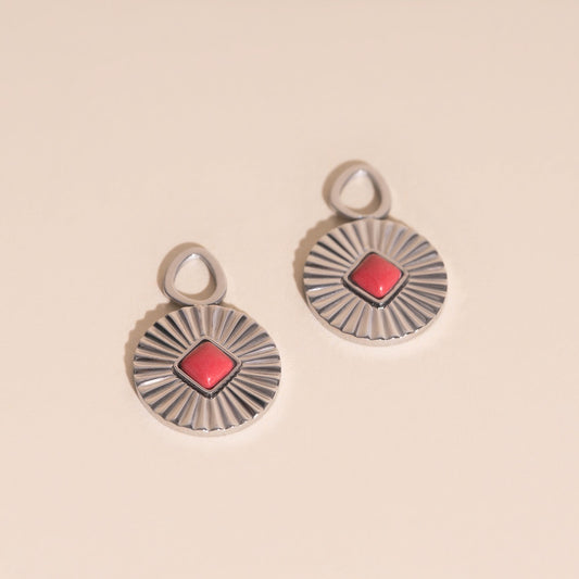 Pink Stone Huggie Hoop Charms