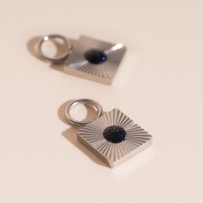 Black Stone Chunky Huggie Hoop Charms