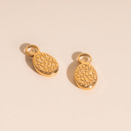 Textured Oval Huggie Hoop Charms