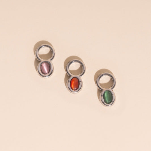 Silver Trio Stone Charms Stack Pack (3 pairs)