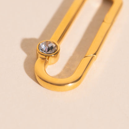 Crystal Rectangle Necklace Charm Clasp (30mm)