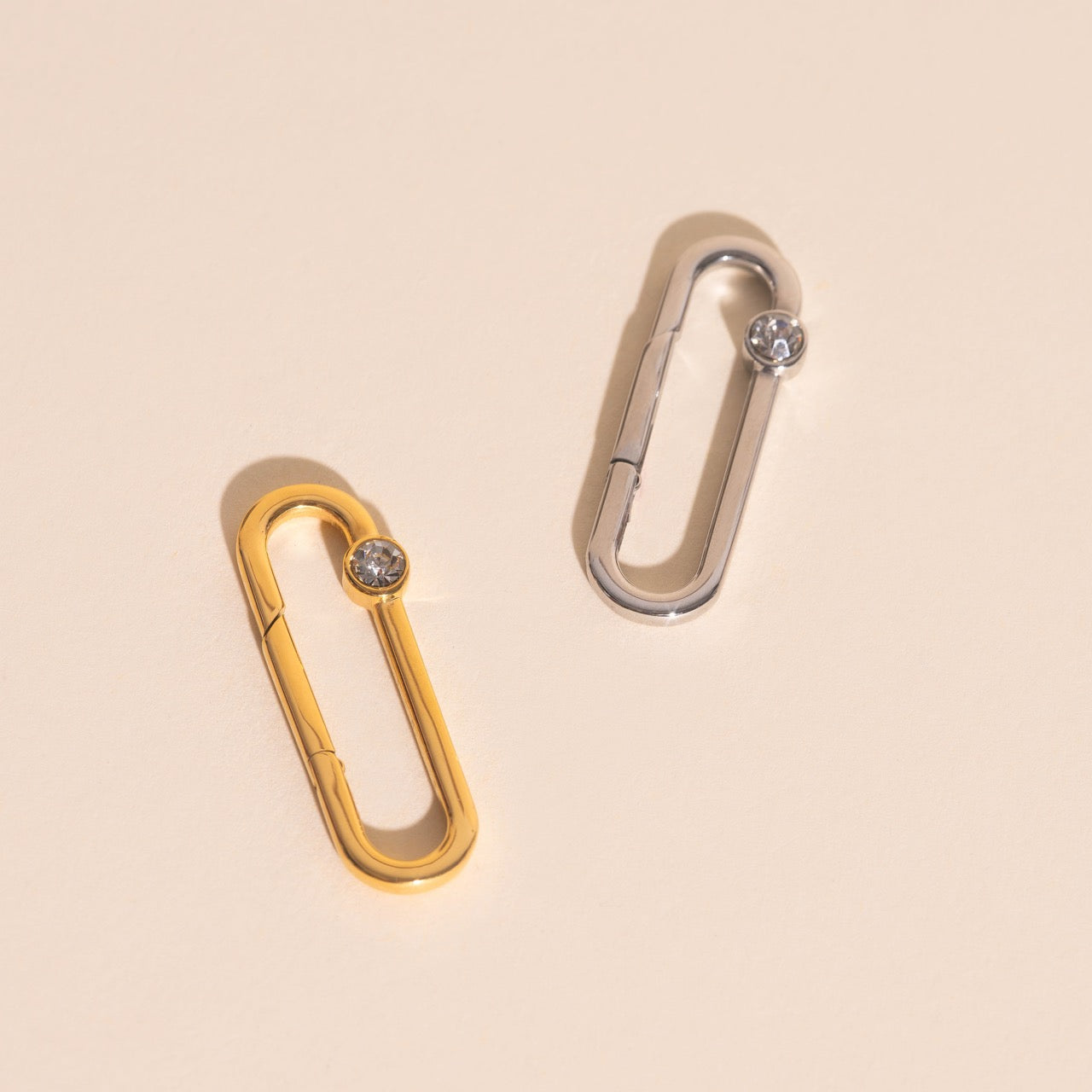 Crystal Rectangle Necklace Charm Clasp (30mm)