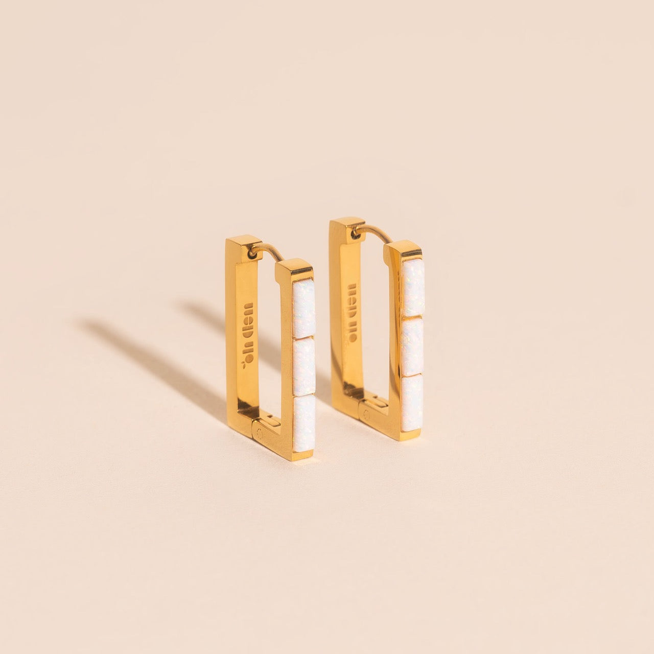 Oblong Opal Trio Huggie Hoop Earrings