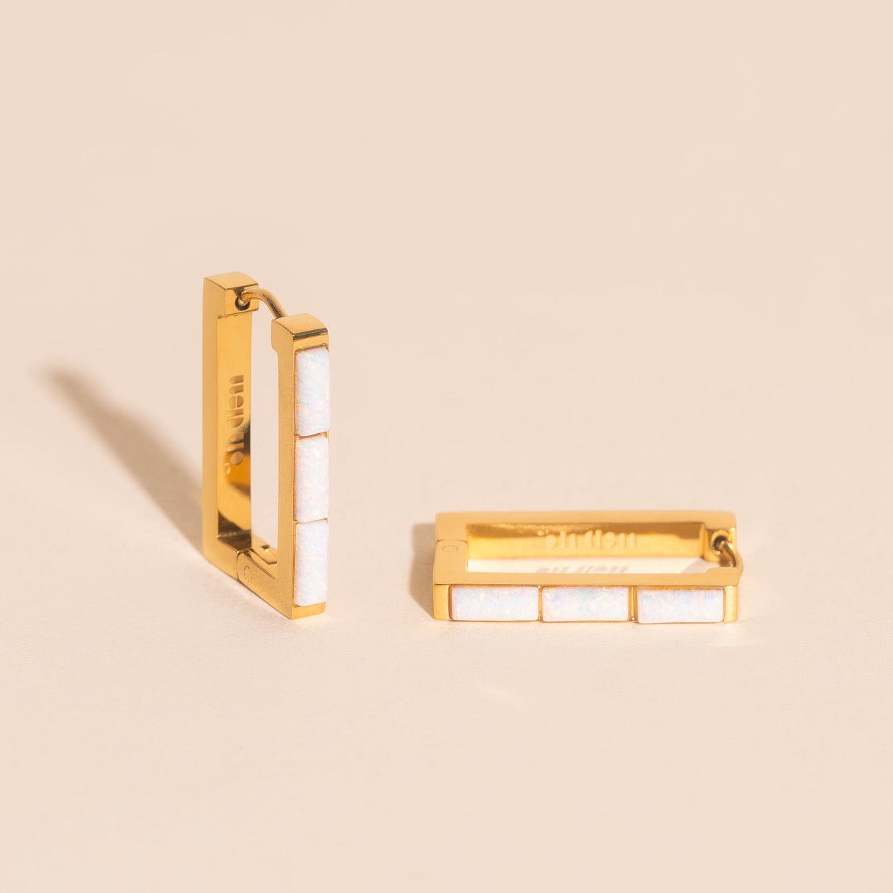 Oblong Opal Trio Huggie Hoop Earrings