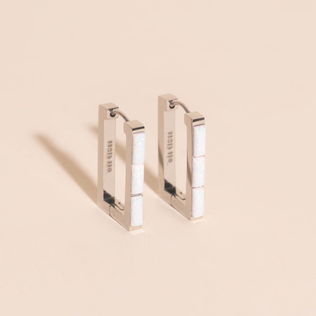 Oblong Opal Trio Huggie Hoop Earrings