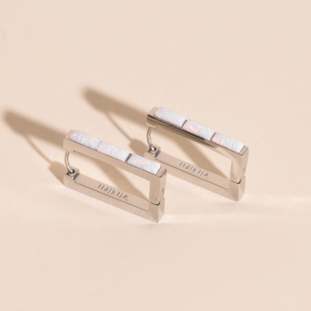 Oblong Opal Trio Huggie Hoop Earrings