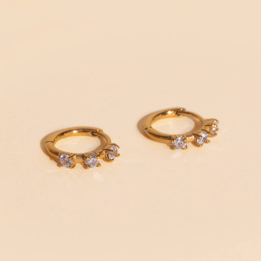 Thin Crystal Huggie Hoop Earrings