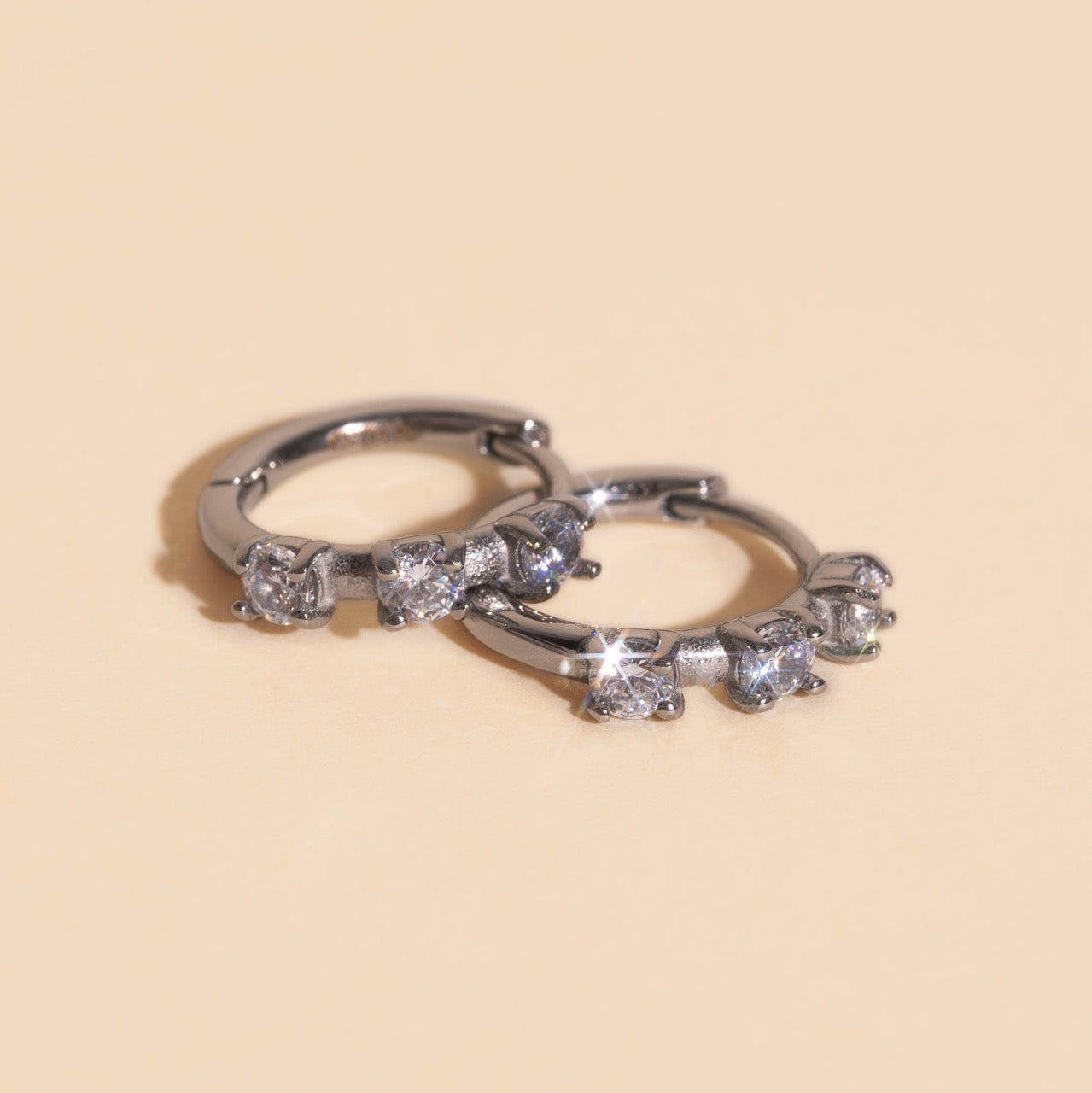 Thin Crystal Huggie Hoop Earrings