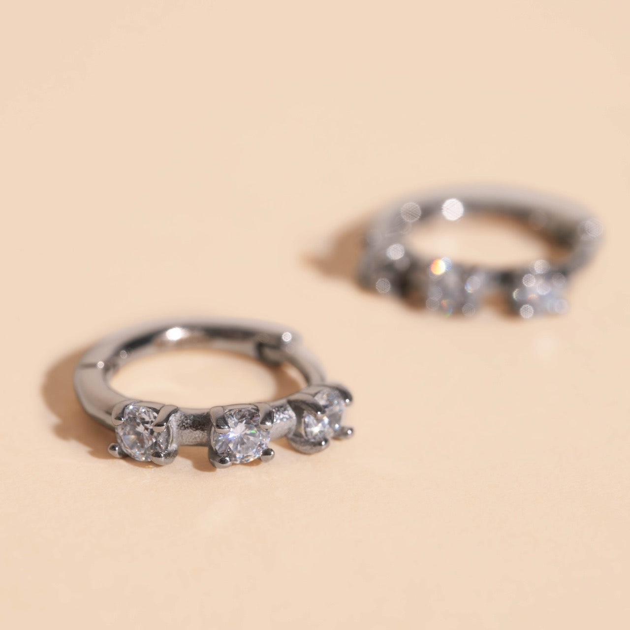 Thin Crystal Huggie Hoop Earrings