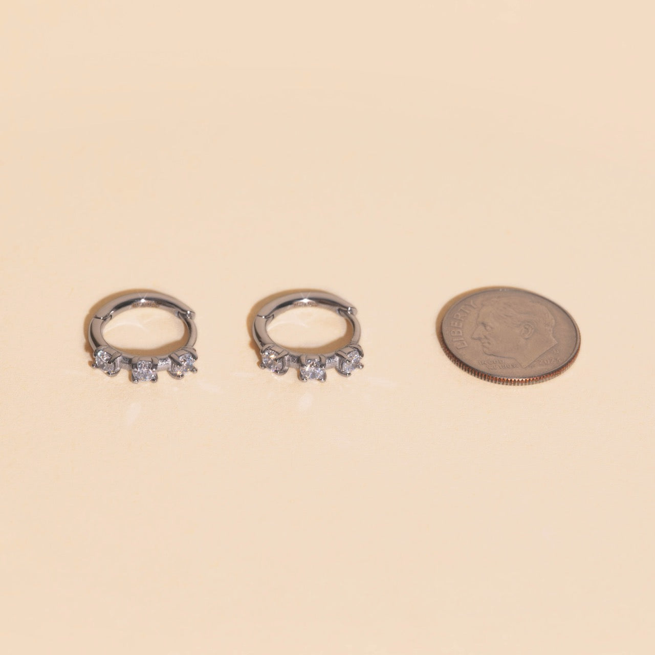 Thin Crystal Huggie Hoop Earrings