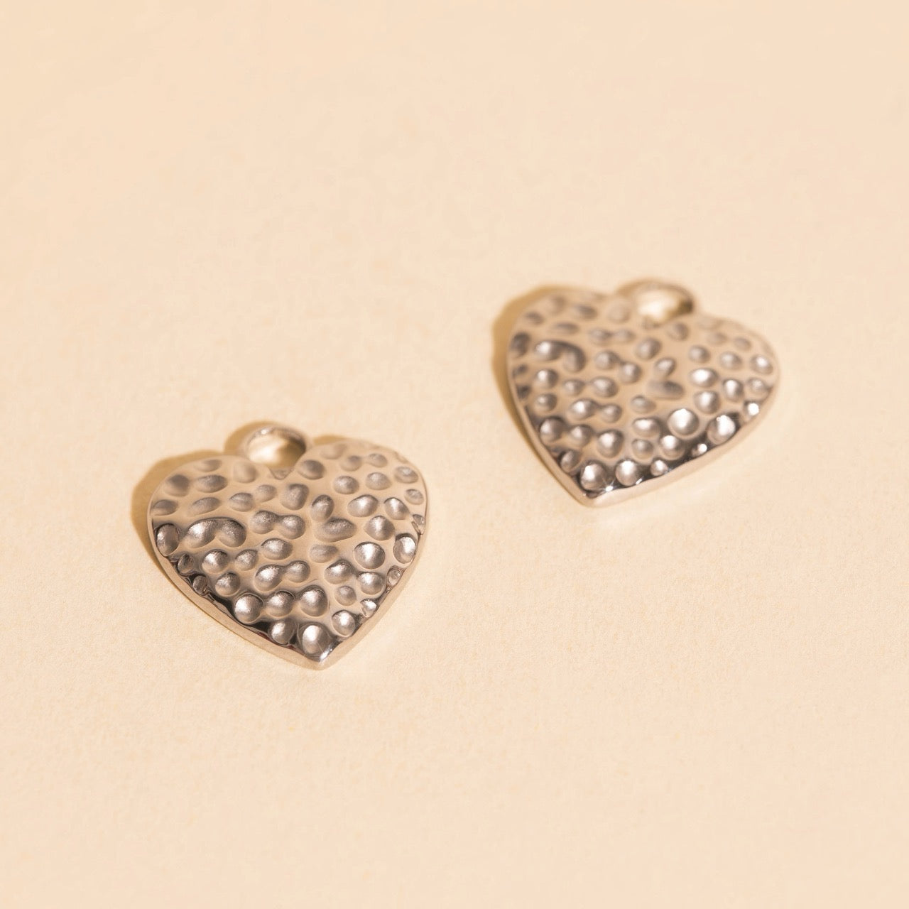 Hammered Heart Huggie Hoop Charms