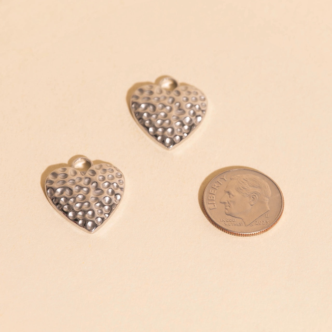 Hammered Heart Huggie Hoop Charms