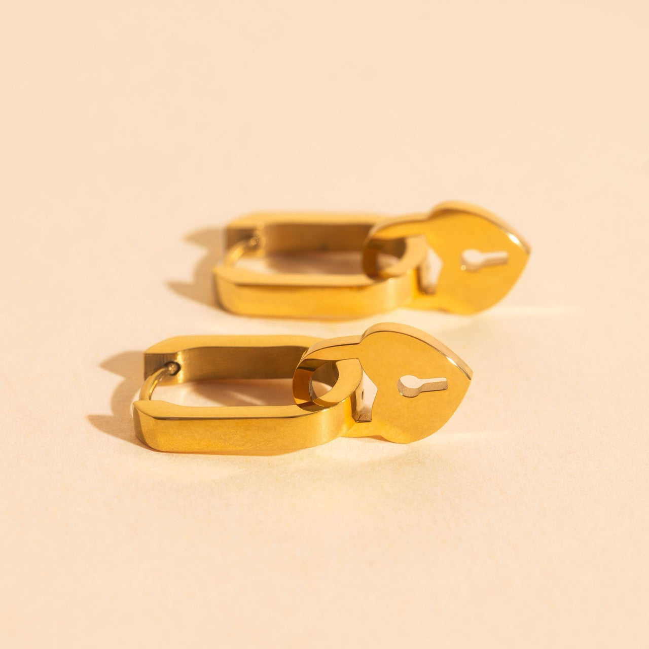 Heart Locket Chunky Huggie Hoop Charms