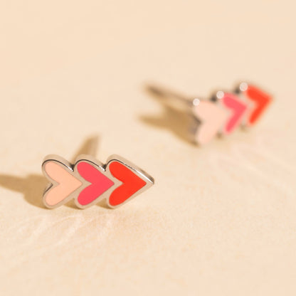 Stacked Heart Stud Earrings