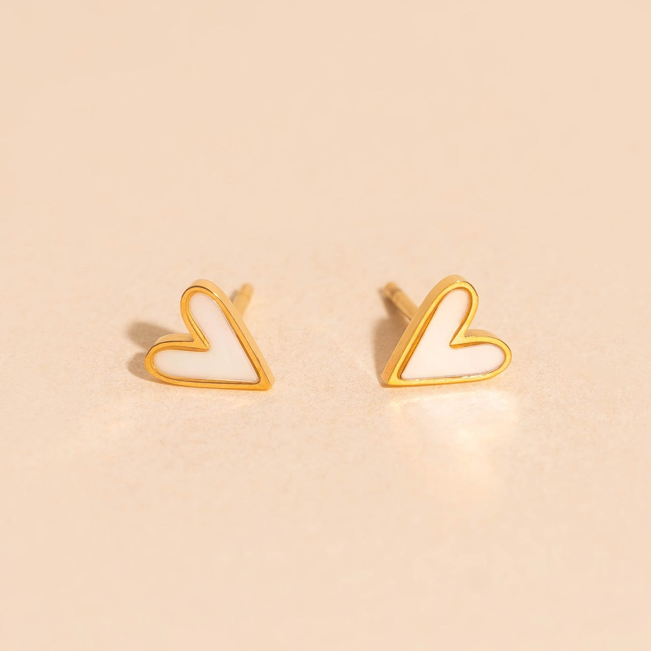 Mini Mother of Pearl Heart Stud Earrings