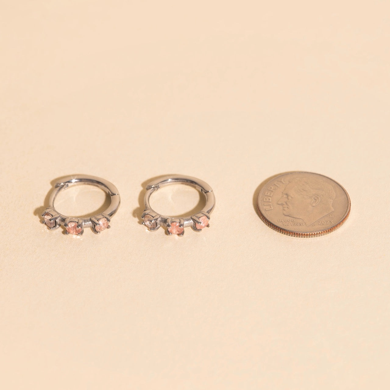 Thin Crystal Huggie Hoop Earrings