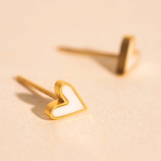 Mini Mother of Pearl Heart Stud Earrings