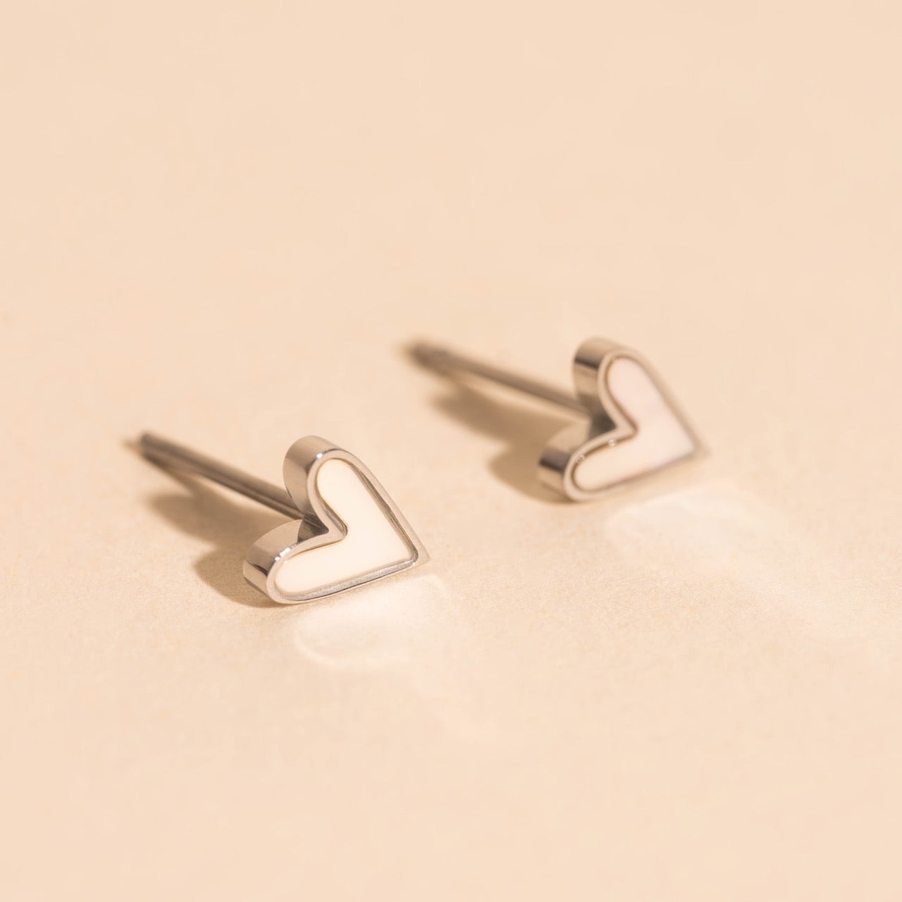 Mini Mother of Pearl Heart Stud Earrings
