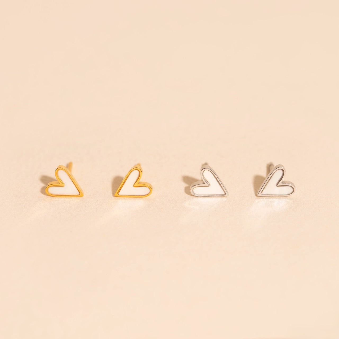 Mini Mother of Pearl Heart Stud Earrings