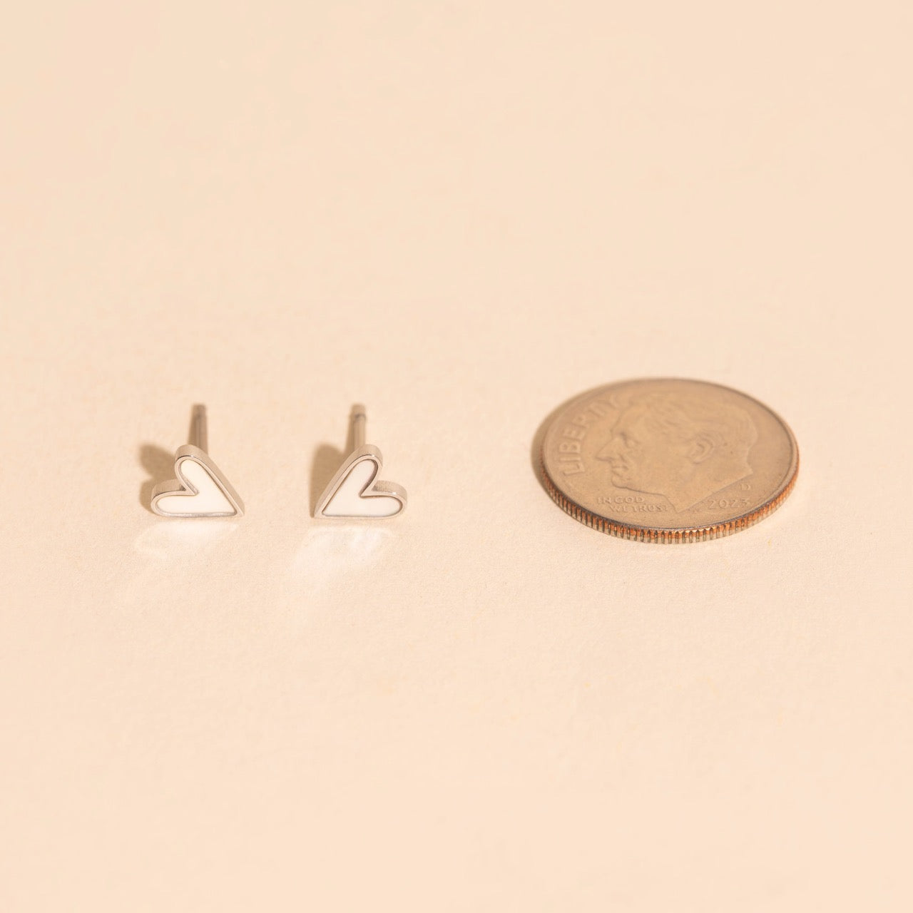 Mini Mother of Pearl Heart Stud Earrings