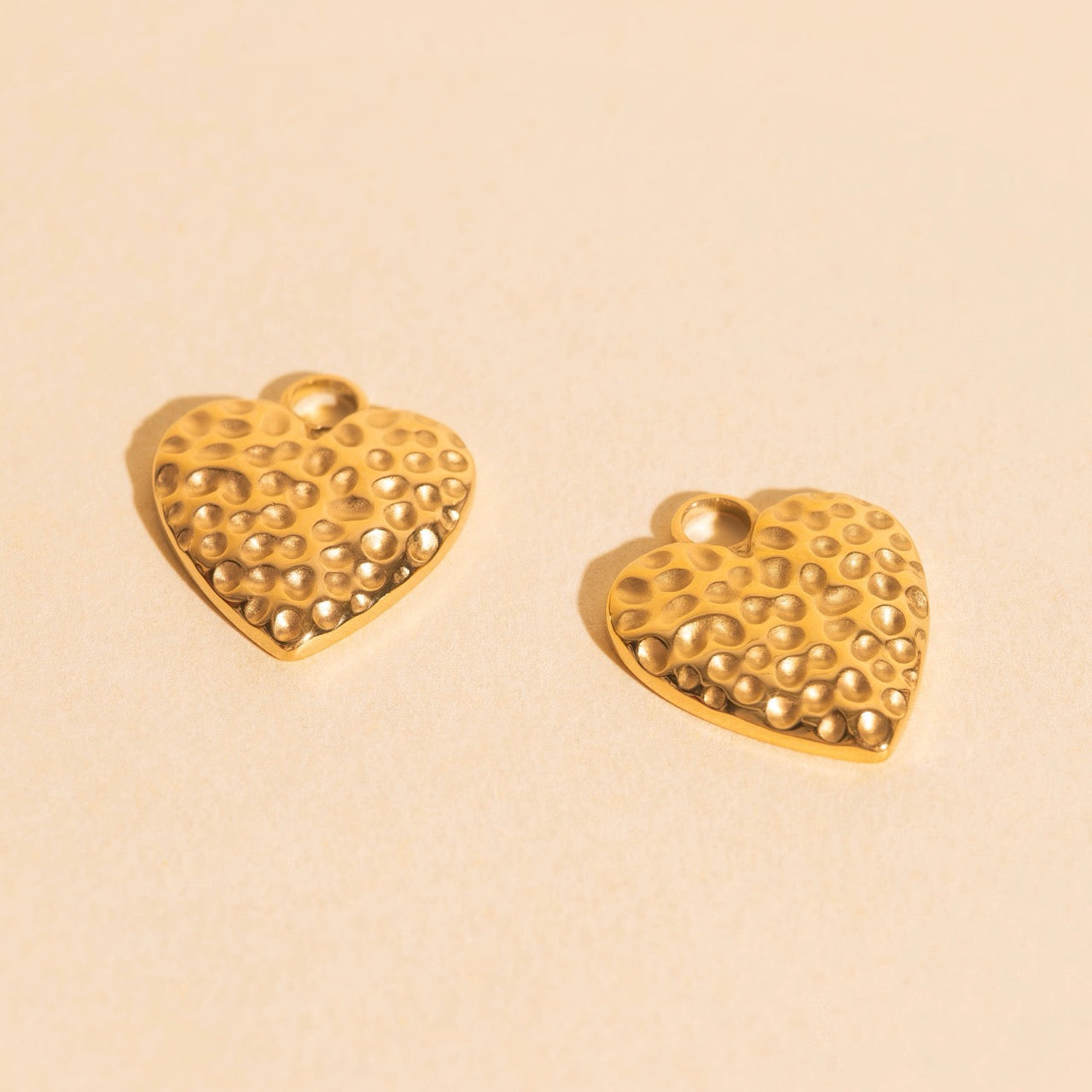 Hammered Heart Huggie Hoop Charms