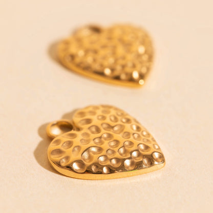 Hammered Heart Huggie Hoop Charms