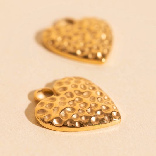 Hammered Heart Huggie Hoop Charms