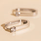 Single Crystal Oblong Huggie Hoop Earrings