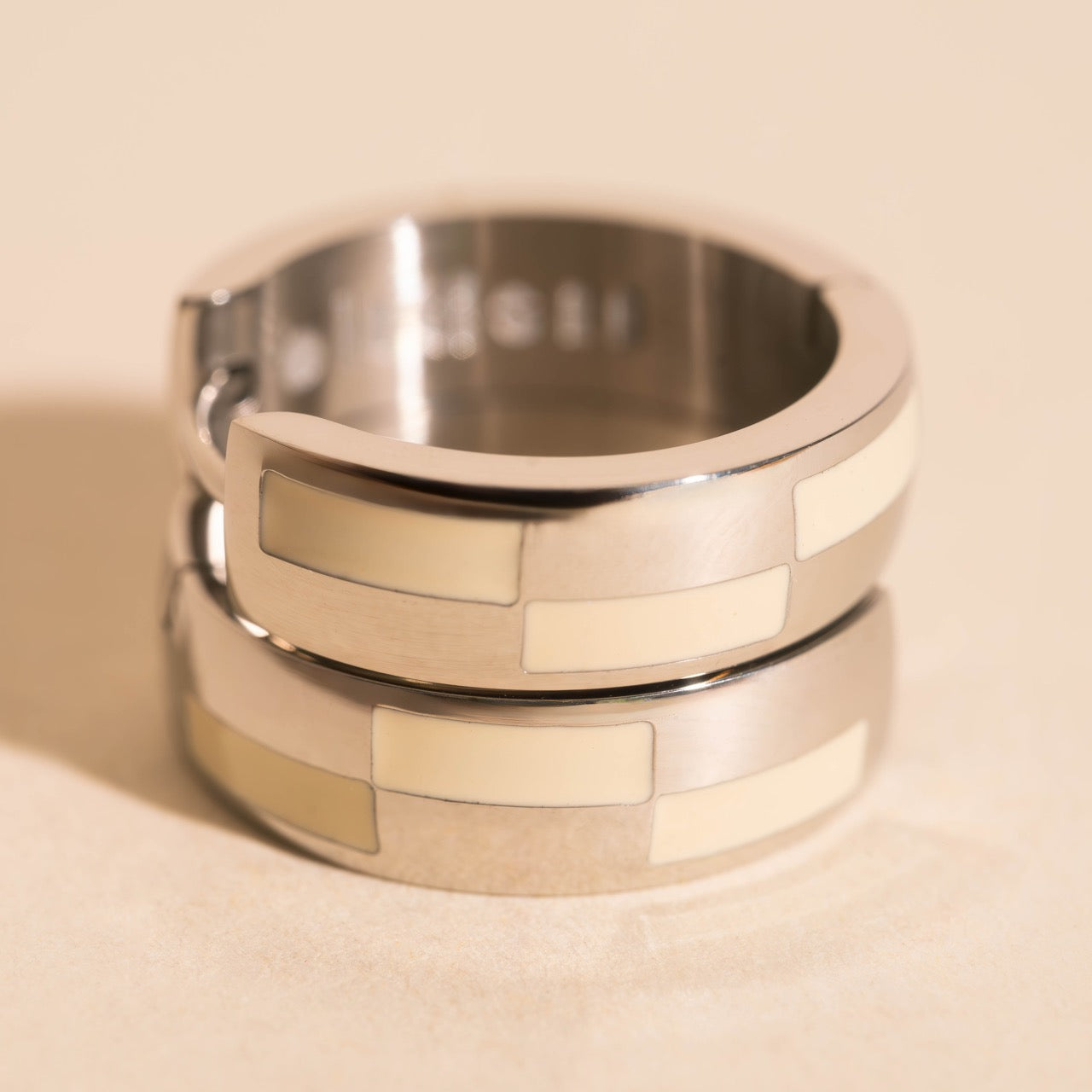 16mm Block Checkered Super Chunky Huggie Hoop Earrings