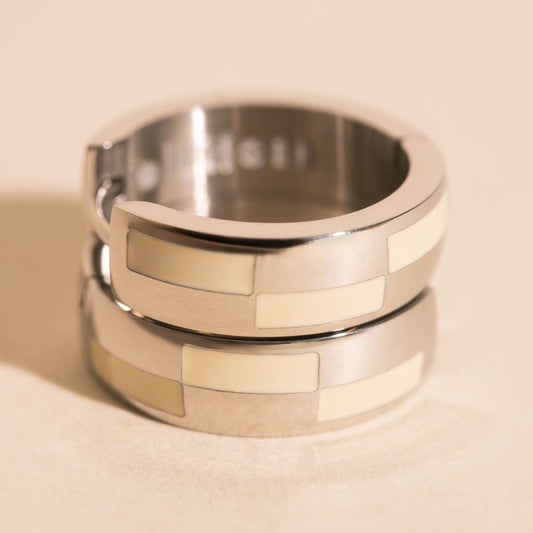 16mm Block Checkered Super Chunky Huggie Hoop Earrings