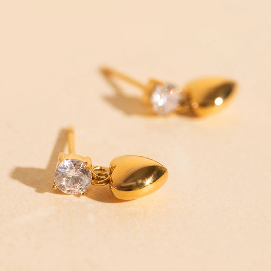 Heart Drop Stud Earrings