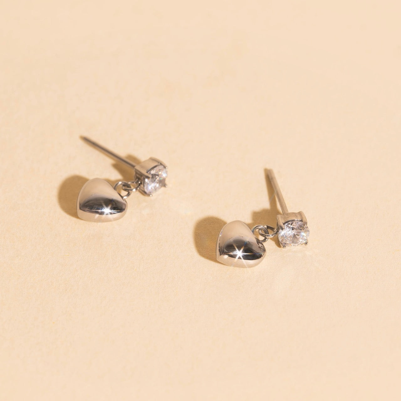 Heart Drop Stud Earrings
