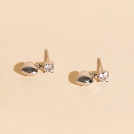 Heart Drop Stud Earrings