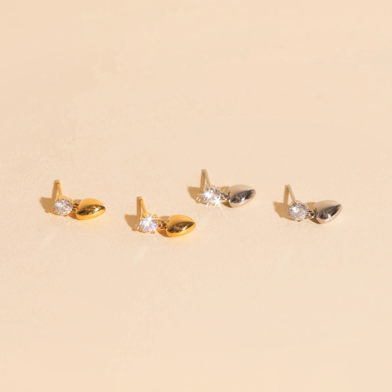 Heart Drop Stud Earrings