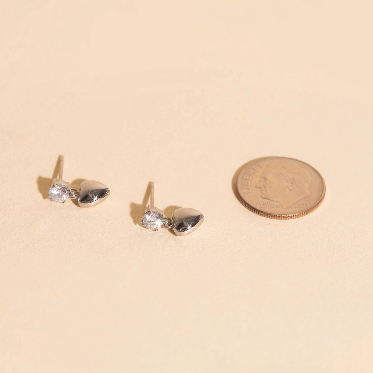 Heart Drop Stud Earrings