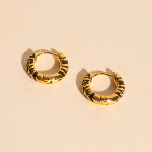 Zebra Chunky Rounded Huggie Hoop Earrings