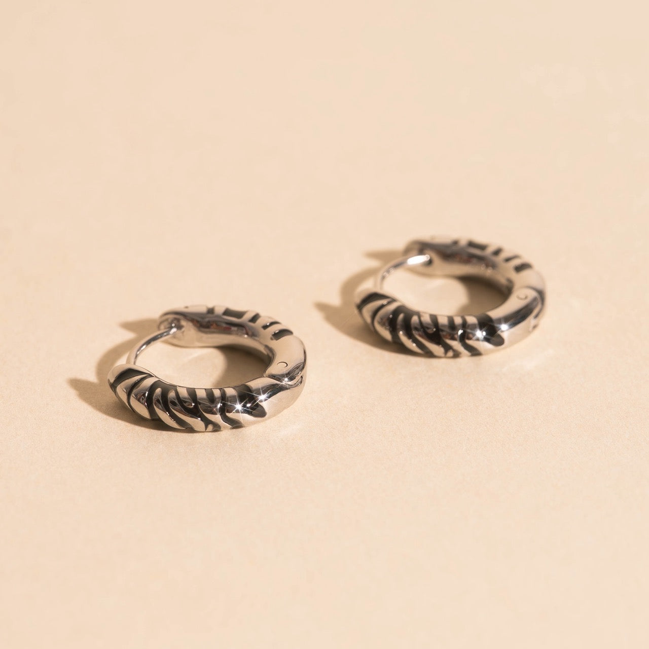 Zebra Chunky Rounded Huggie Hoop Earrings