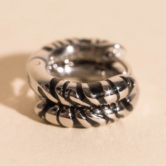 Zebra Chunky Rounded Huggie Hoop Earrings