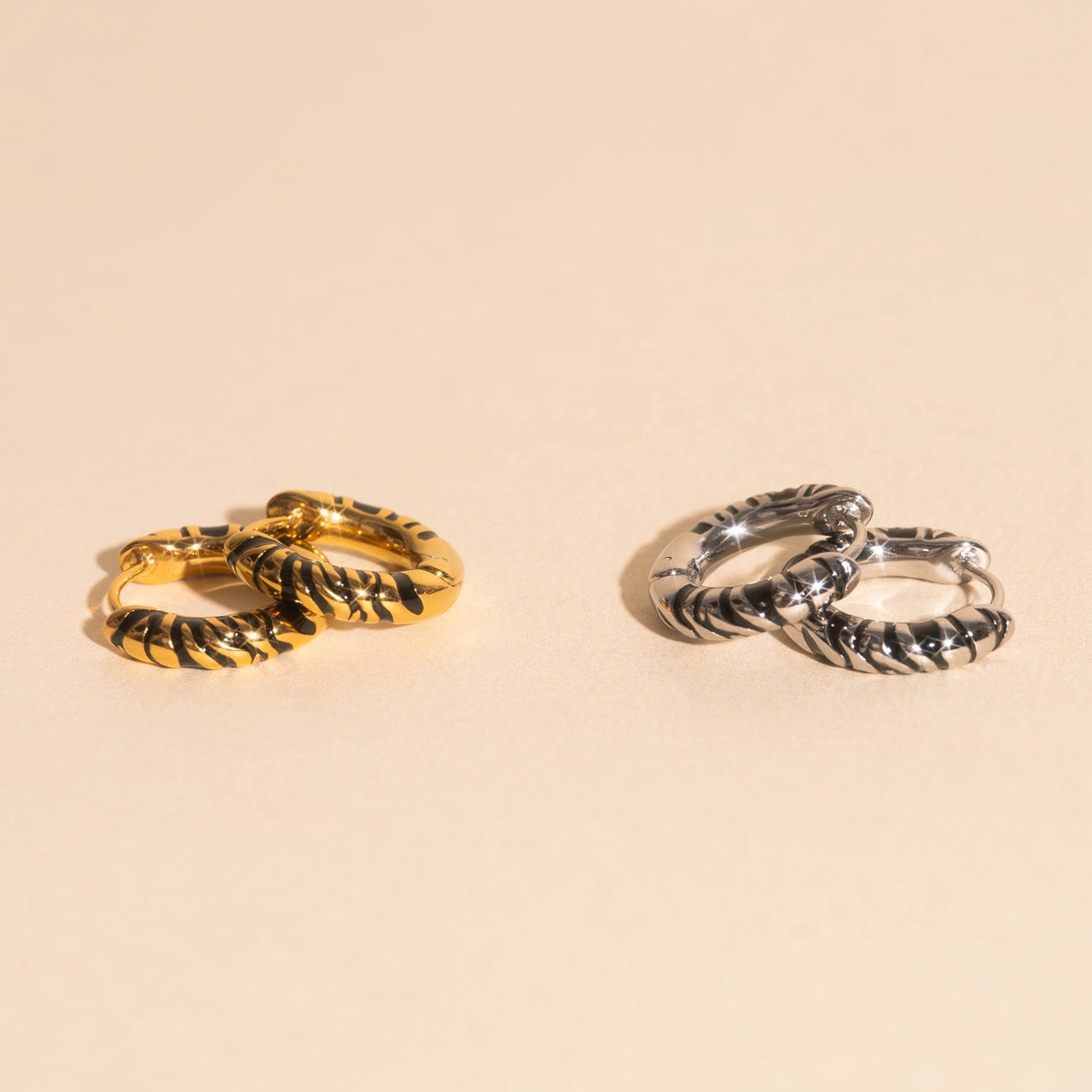 Zebra Chunky Rounded Huggie Hoop Earrings