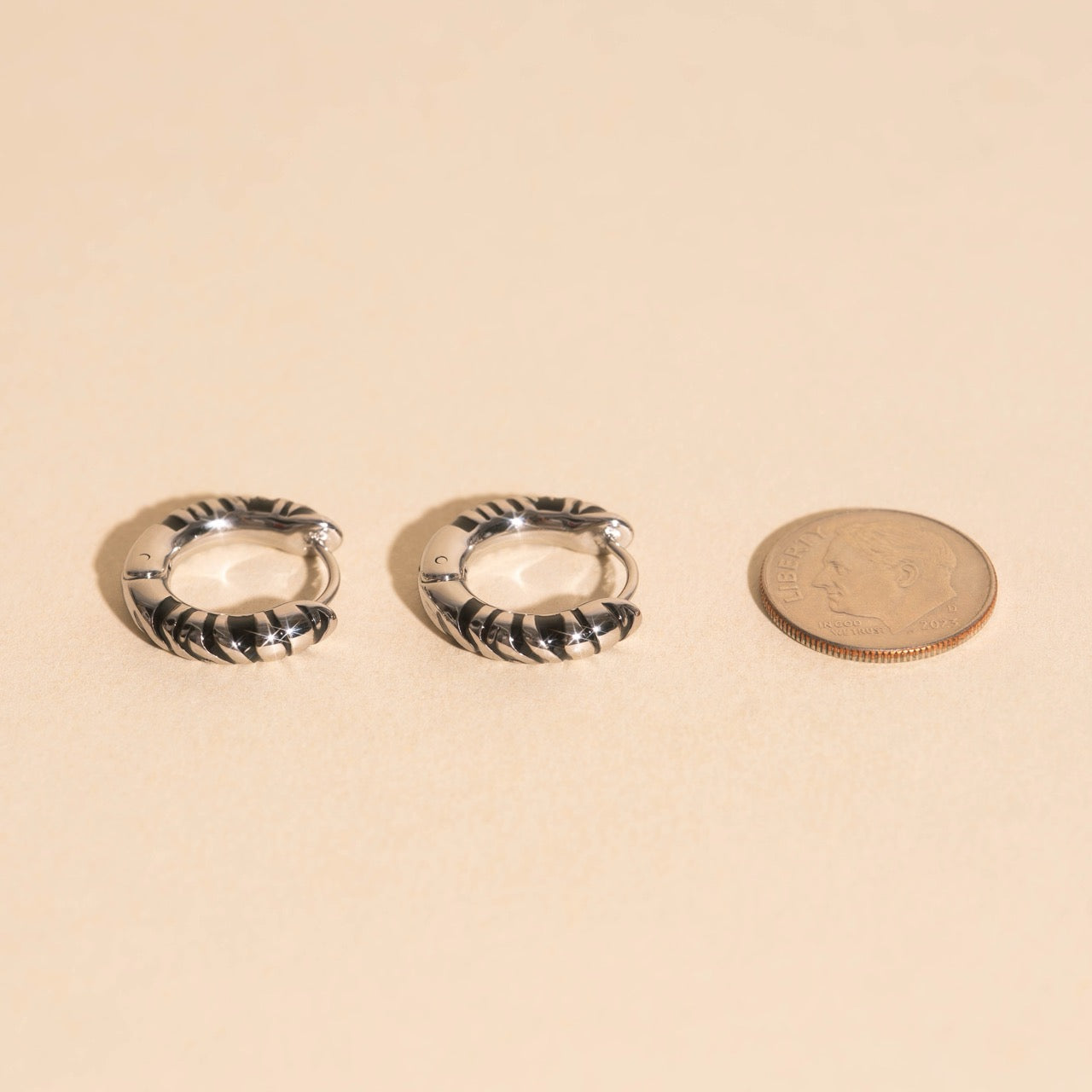 Zebra Chunky Rounded Huggie Hoop Earrings