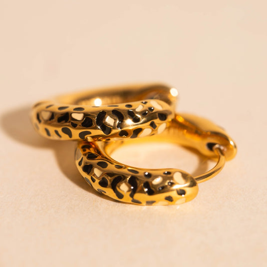 Leopard Chunky Rounded Huggie Hoop Earrings