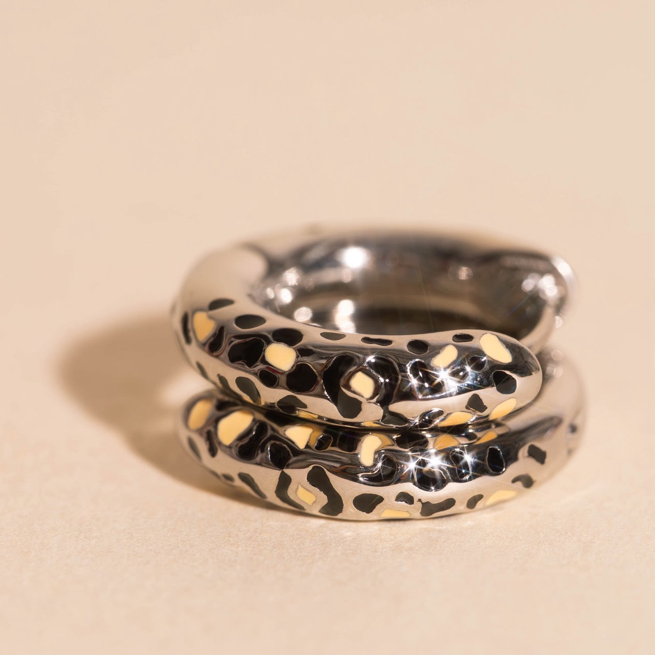 Leopard Chunky Rounded Huggie Hoop Earrings