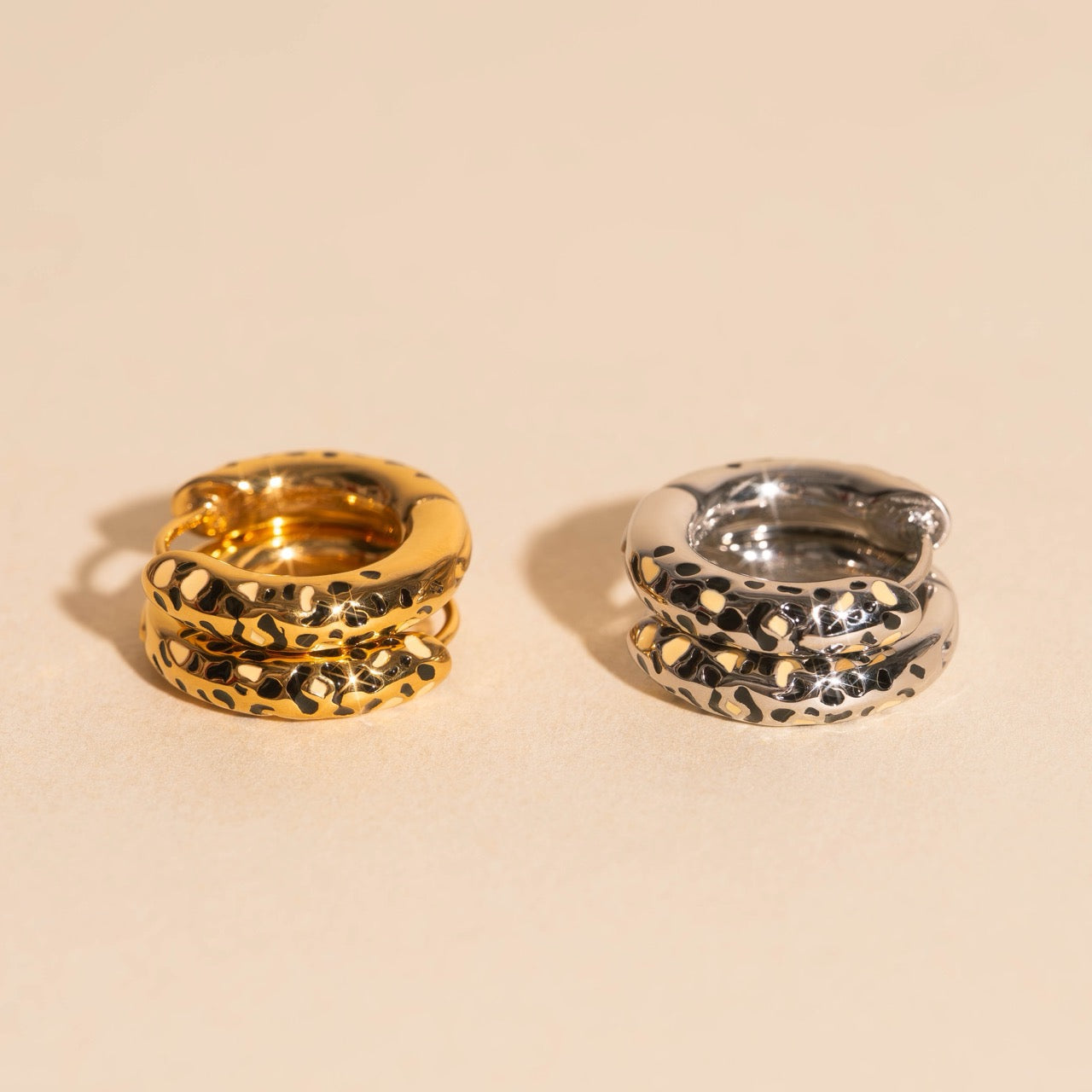 Leopard Chunky Rounded Huggie Hoop Earrings