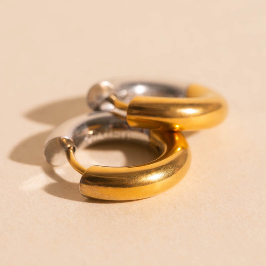 Chunky Rounded Huggie Hoop Earrings - FeatherTUFF™ Titanium