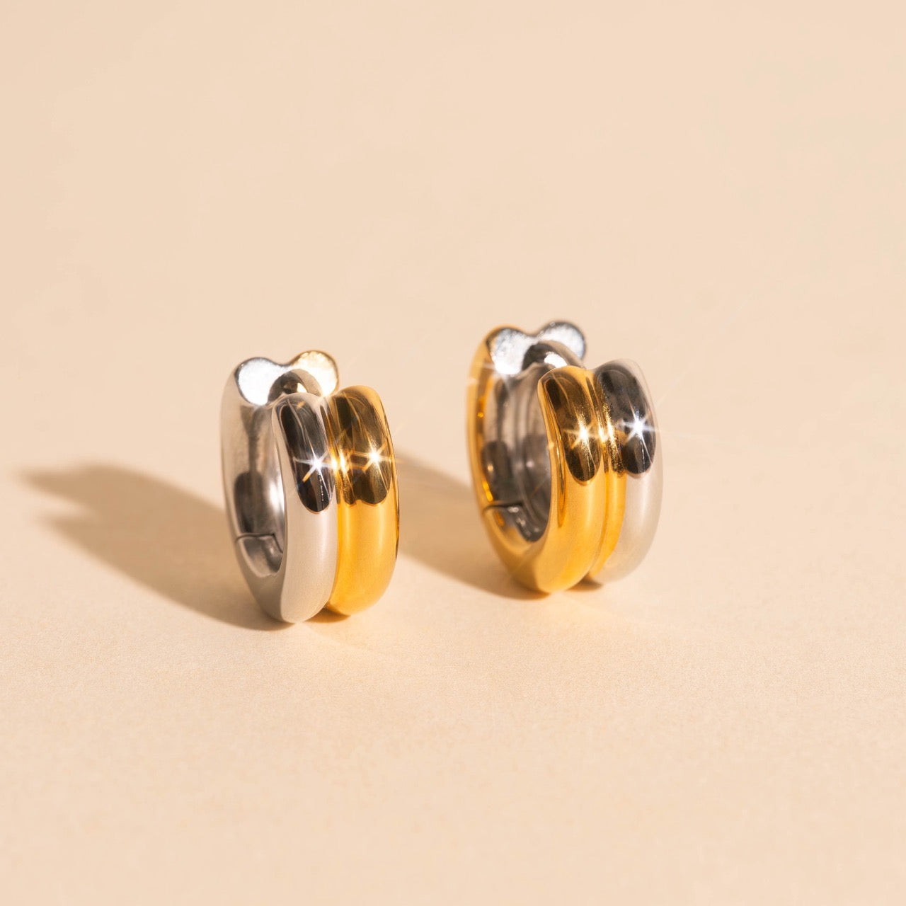 Titanium Double Chunky Rounded Huggie Hoop Earrings - FeatherTUFF™